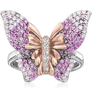 18k Pink Sapphire Diamond Butterfly Ring